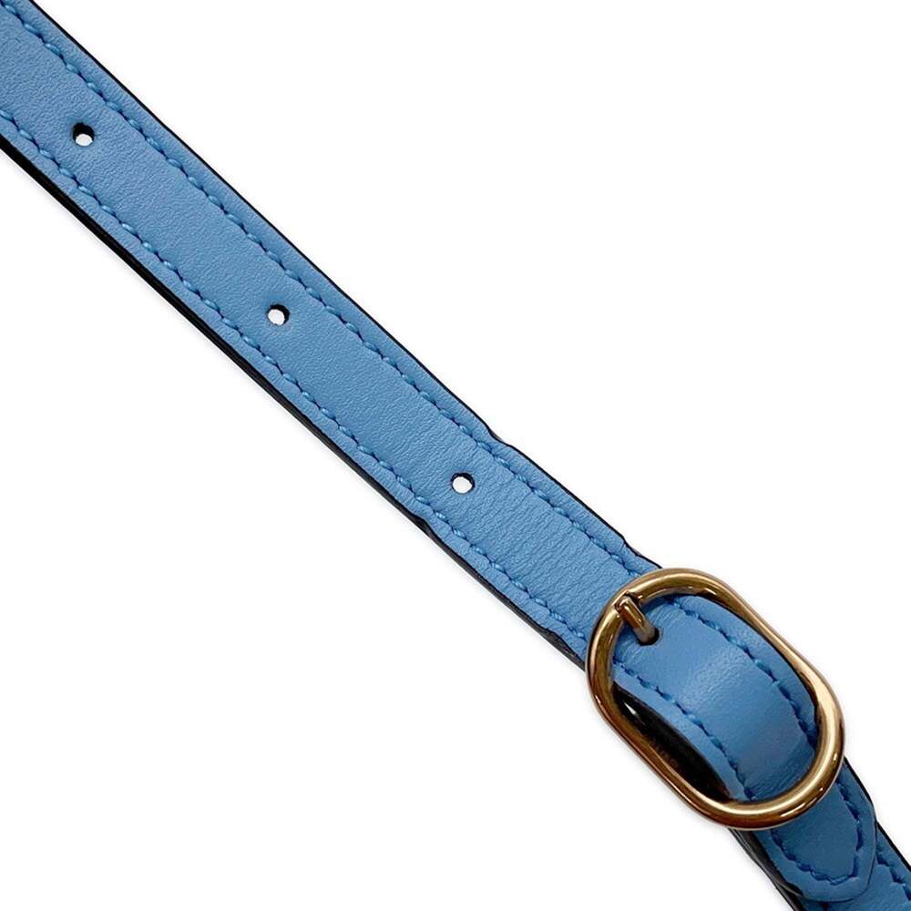 GUCCI Blue Leather Bamboo Shoulder Bag - Picture 14 of 16
